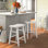 Tabouret de bar et de comptoir en bois massif massif Messer, 24 po, blanc (ensemble de 3)