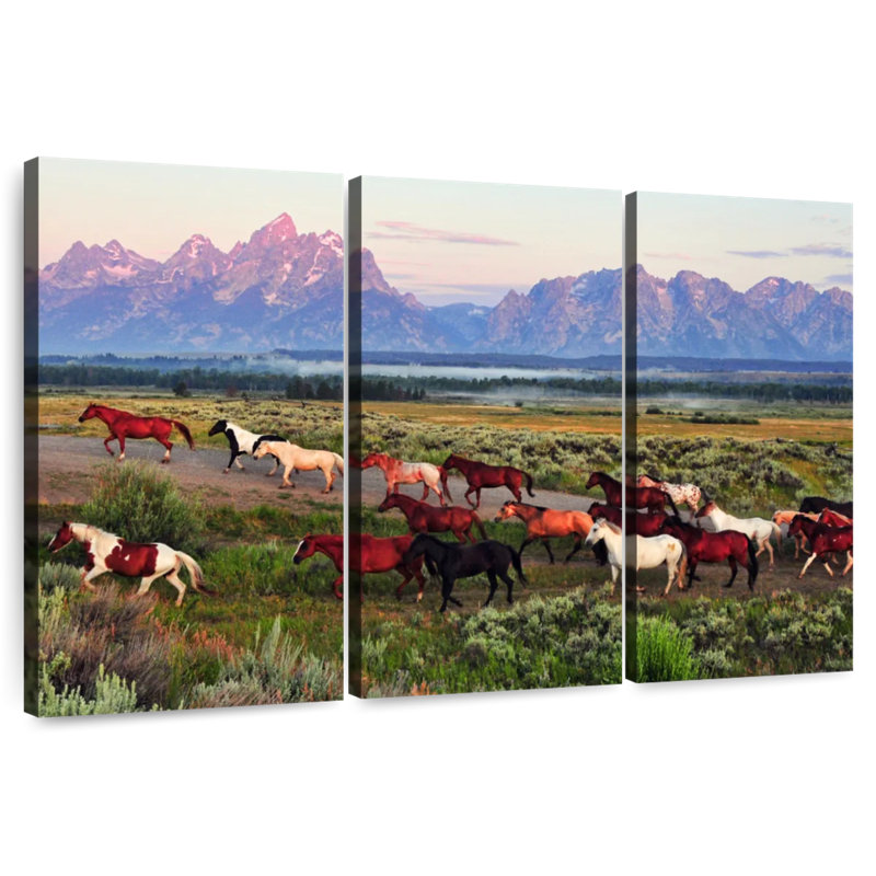 Alvord Teton Farm Horses, 36" H x 57" W