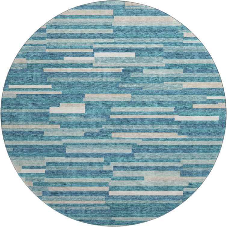 Premium Machine Washable Prisco Teal Rug