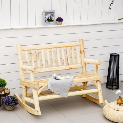 Chaise berçante en bois pour 2 personnes Outsunny (avec la table)