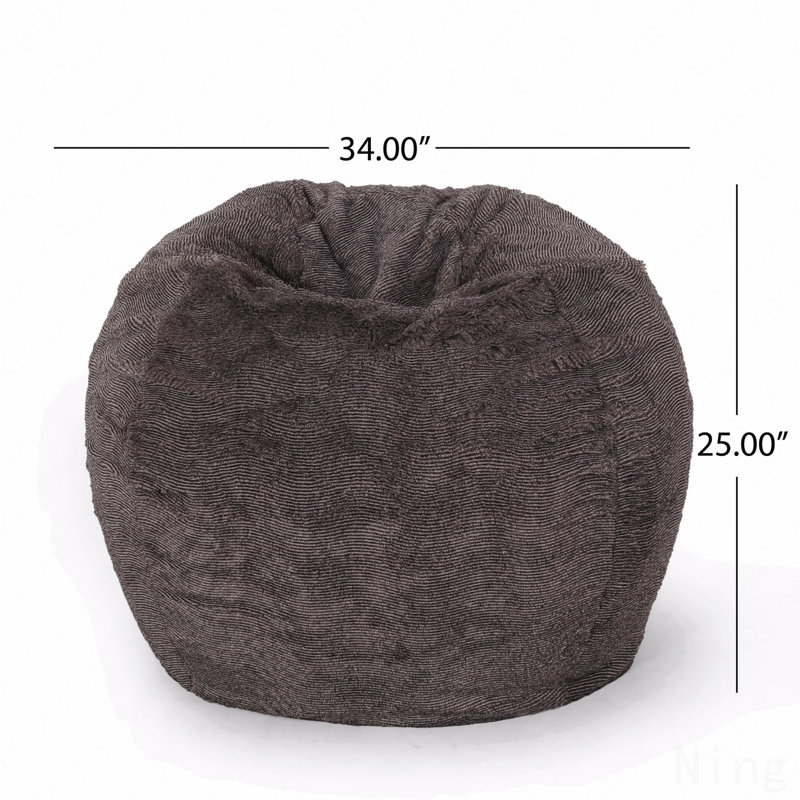 3 Foot Rounded Faux Fur Bean Bag, Brown/Beige