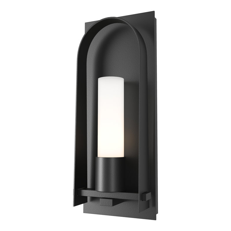 Triomphe Aluminum Wall Light, Coastal Black, Opal, 16" H x 6.3" W x 3.2" D