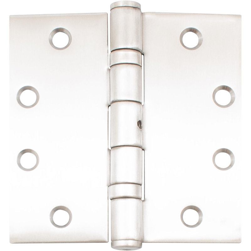 Charnières de porte à paire de butées H 4,5 po x l 4,5 po, Acier inoxydable satiné, Acier inoxydable