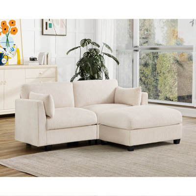 Brampton 67.6'' Wide Upholstered Corduroy Modular Loveseat With Removable Ottoman