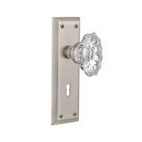 Crystal Chateau Interior Mortise Door Knob with New York Long Plate