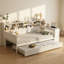Lit de jour simple en bois massif avec lit gigogne et bureau intégré L 91,3 po x P 49,9 po x H 44,9 po
