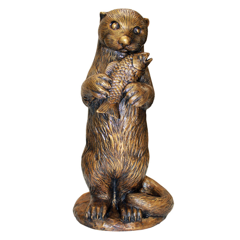 Standing Otter with Fish Garden Statue