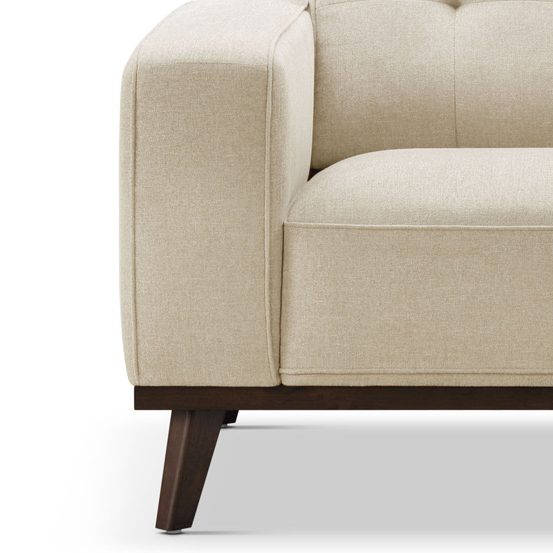 Chaise rembourrée Vicenza Mid-Century, beige, Beige
