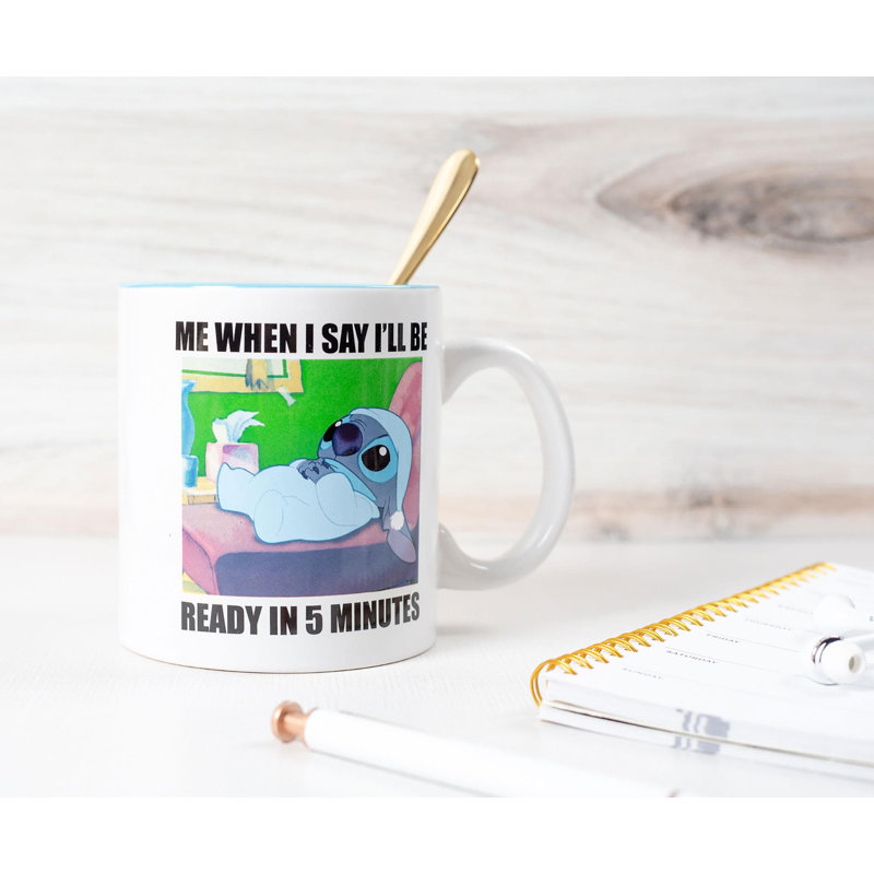 Grande tasse en céramique «When I Say I'm Will Ready» Disney Lilo & Stitch | Peut contenir 20 onces