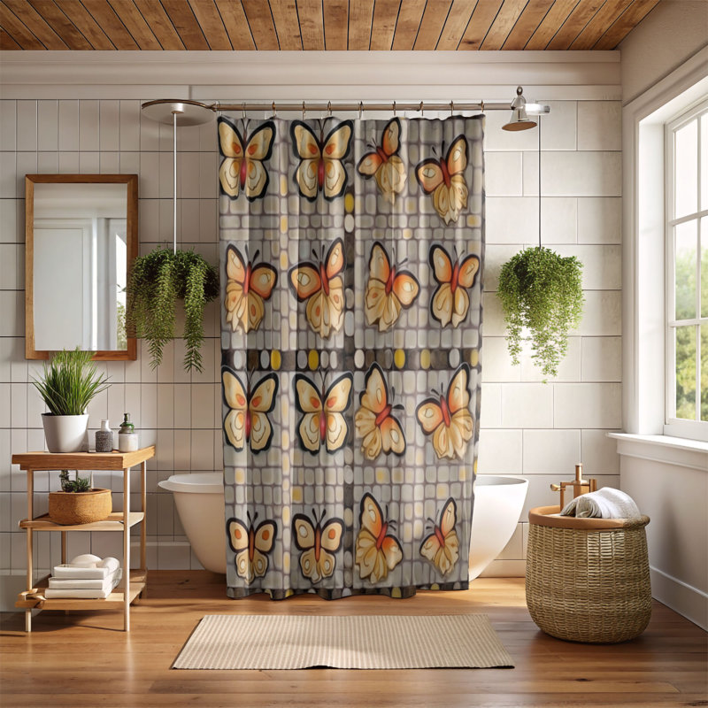 Laimas Patchwork Shower Curtain, 74"H x 71"W