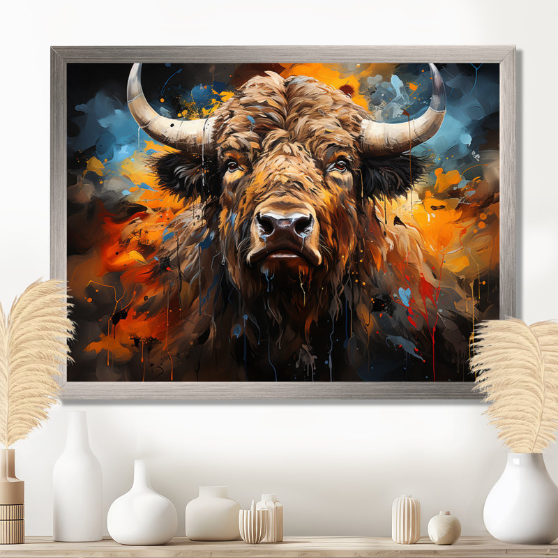 Buffalo Majestic Bison Collage, reproduction d'art sur toile, H 20 po x l 12 po x P 1 po, Argent