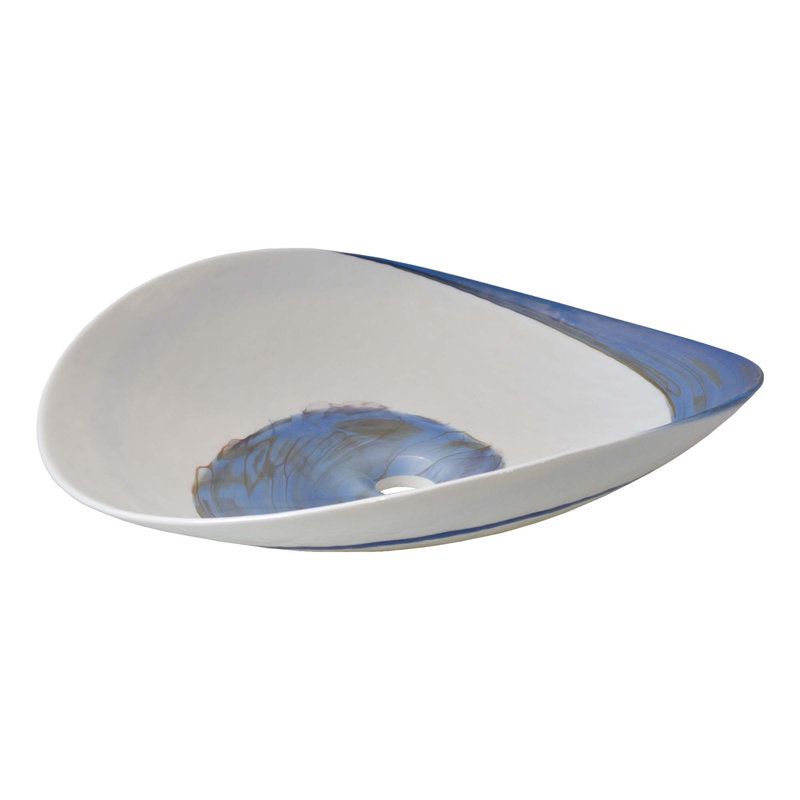 Murano Beachcomber Glass Handmade Oval Vessel Bathroom Sink, Marina
