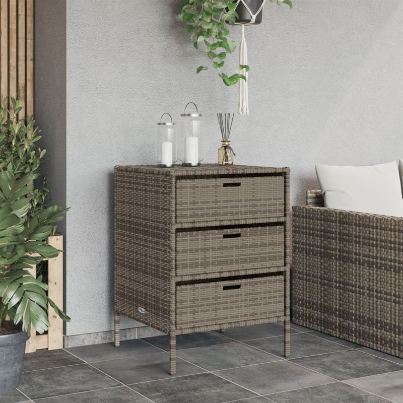 Garden Storage Cabinet 55X59x80 Cm Poly Rattan, Grey