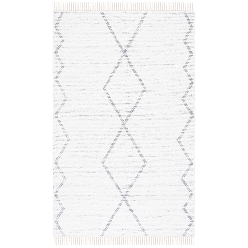 Anahy Hand Woven Cotton Geometric Rug, Rectangle 5' x 8'