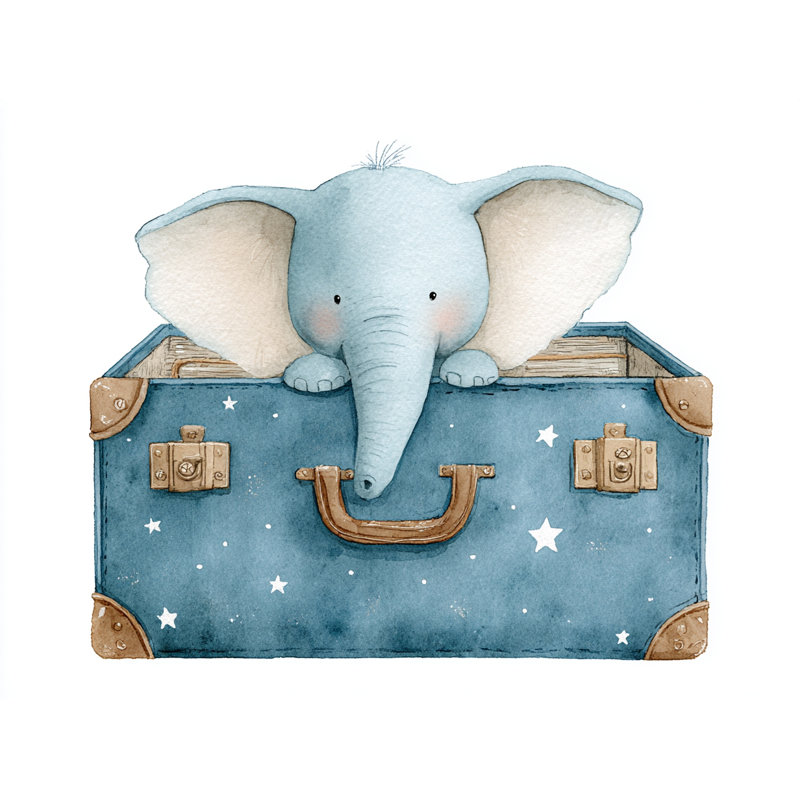 «Elephant Peeking from L bag», art mural sur toile