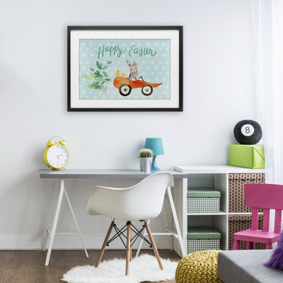 Easter Carrot Car Bunny Framed Print Under Glass, design by Heather Lee Chan
