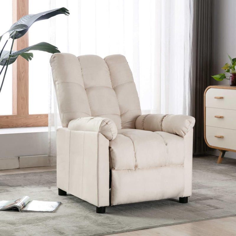 Adelbrand Recliner Leisure Adjustable Cozy Chair for Home Theater Cinema Fabric, Cream 100% Polyester