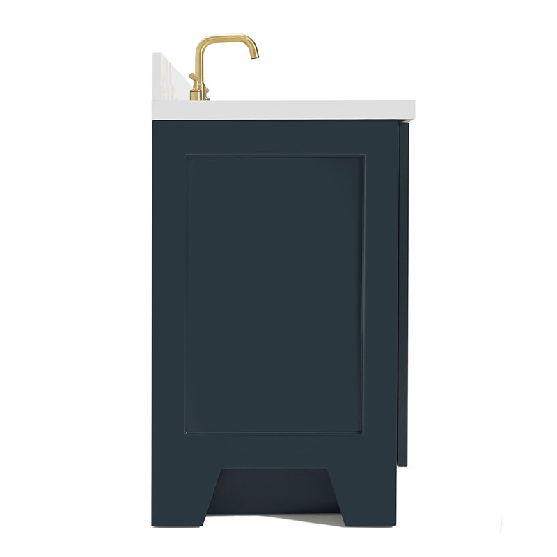 31 IN.  Single Bathroom Vanity, Oval, Midnight Blue, White Quartz