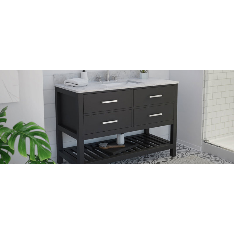 48" Single Bathroom Vanity Set, Noir mat