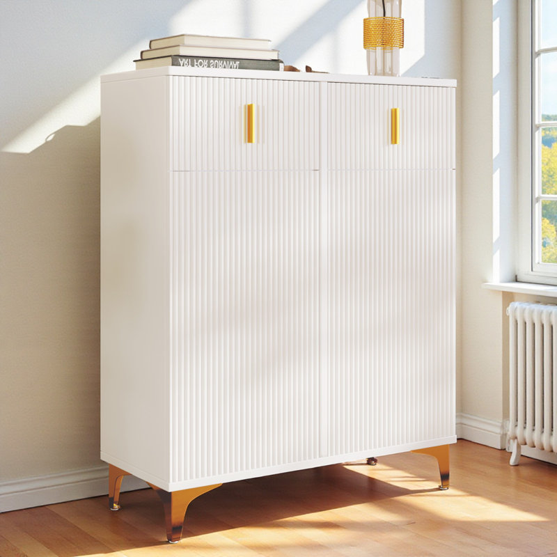 12 Pair Shoe Storage Cabinet, White