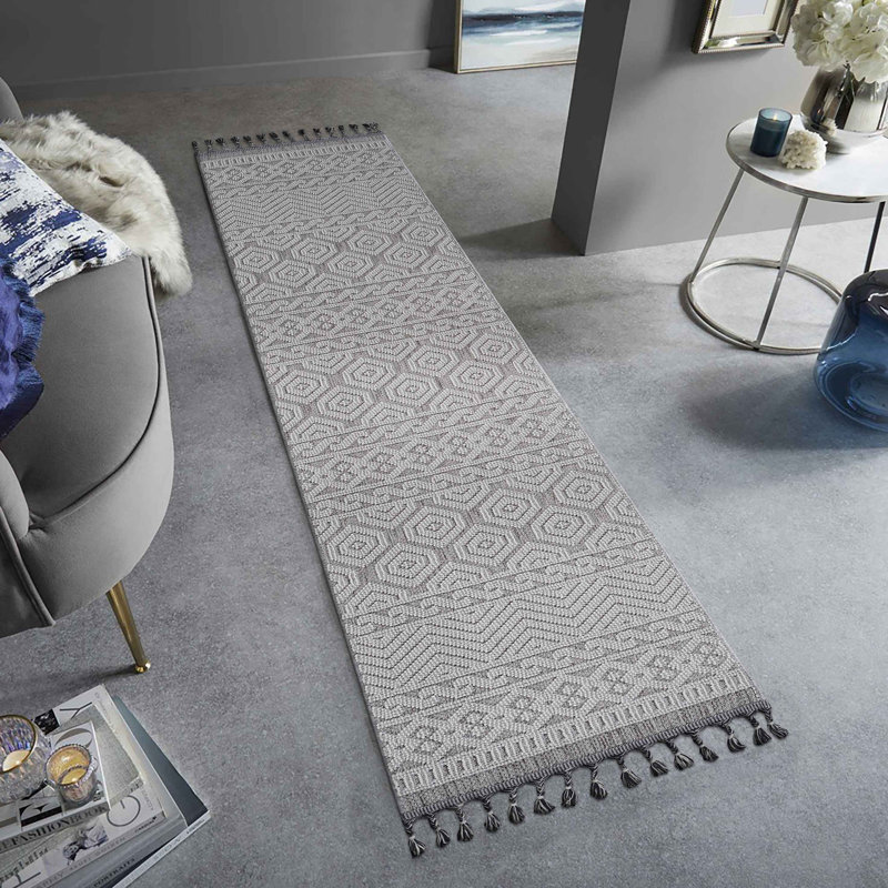 Tapis de couloir d'extérieur à motif géométrique Guros Collection, Tapis de couloir 2 pi 2 po x 8 pi