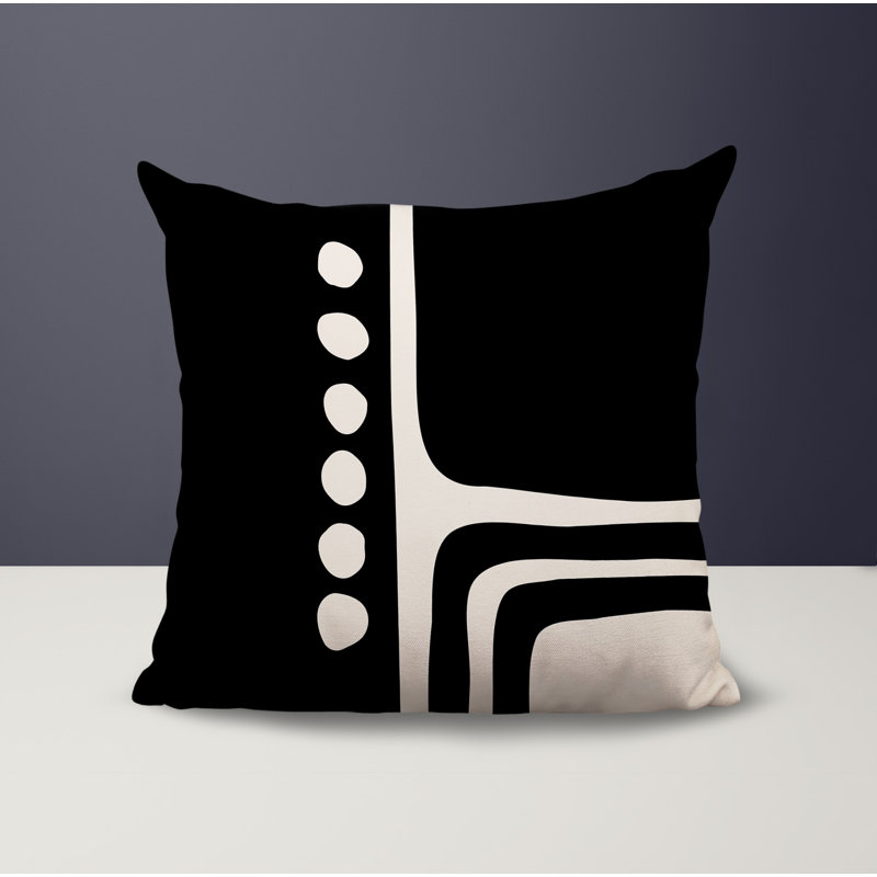 Oreiller carré réversible intérieur / extérieur Tobe Minimalist, H 17 po x l 17 po, Black/Off-White 2