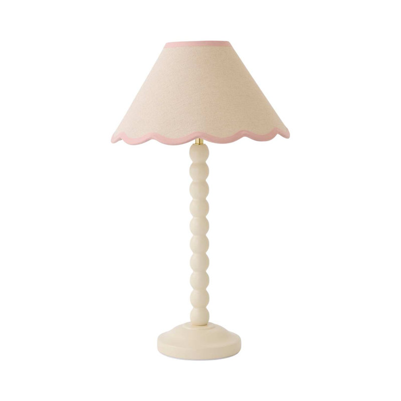 Helali Wood Table Lamp, Cream/Pink, Cream