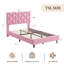 Structure de lit simple tapissier de taille simple avec tête de lit ajustable - lattes de bois modernes et pieds triangulaires - conception silencieuse, aucun sommier nécessaire - assemblage facile, rose-1271045960-1271045961