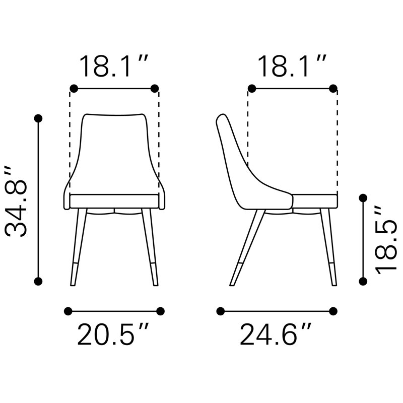 Ensemble de 2 chaises de salle à manger Mayas - rose, Rose