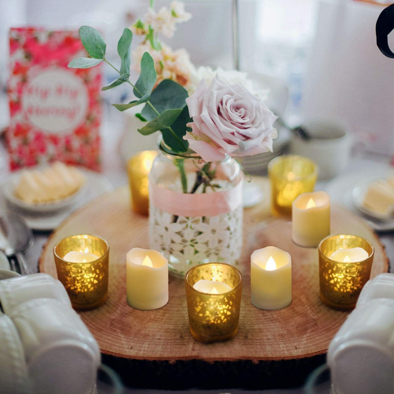 12 Pack Rechargeable Flameless Votive Candles with Remote, Battery Tea Lights with Timer, Christmas Halloween Party Decora