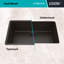 Évier de cuisine 32 po x 19 po en quartz platine, évier simple, évier encastré, évier de cuisine en granite-101021177