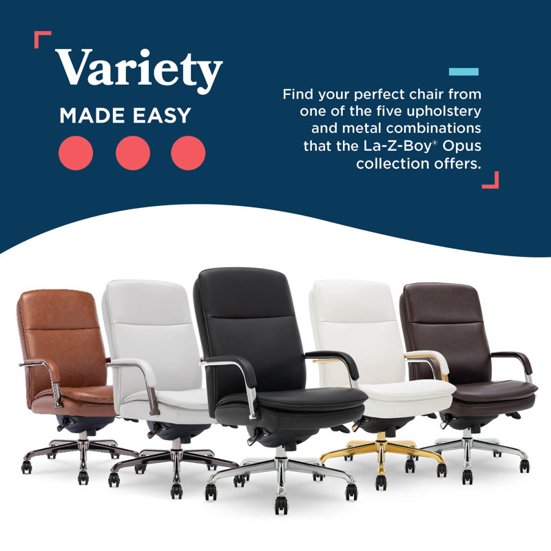 Opus Leather Swivel Executive Office Chair, Black, Chrome