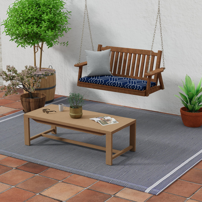 48" x 18" Outdoor Bench Cushion with Ties, Bolano Shale