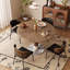120cm Round Wooden Dining Table | Retro Style Small Space Kitchen & Apartment Table with Metal Base | Seats 4-6,Vintage Brown, 