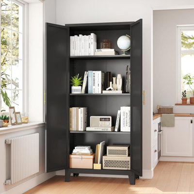61" Metal Storage Cabinet With Shapely Doors & Adjustable Shelves – Spacious Storage For Bedroom Or Living Room by Latitude Run