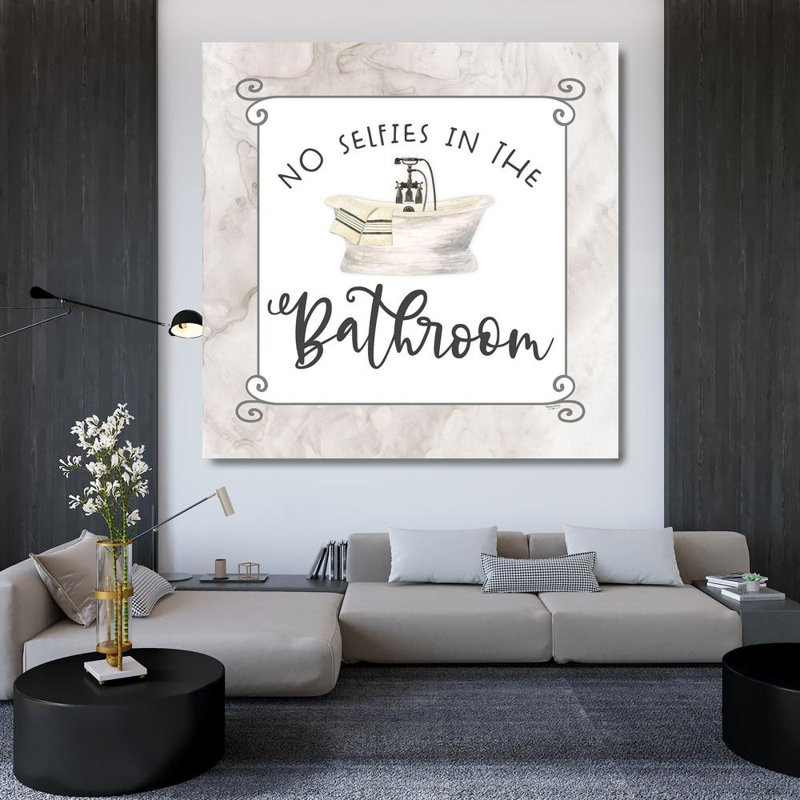 Toile tendue avec toile Trinx Reed, Tara Gallery, Bath Humor No Selfies, H 36 po x l 36 po