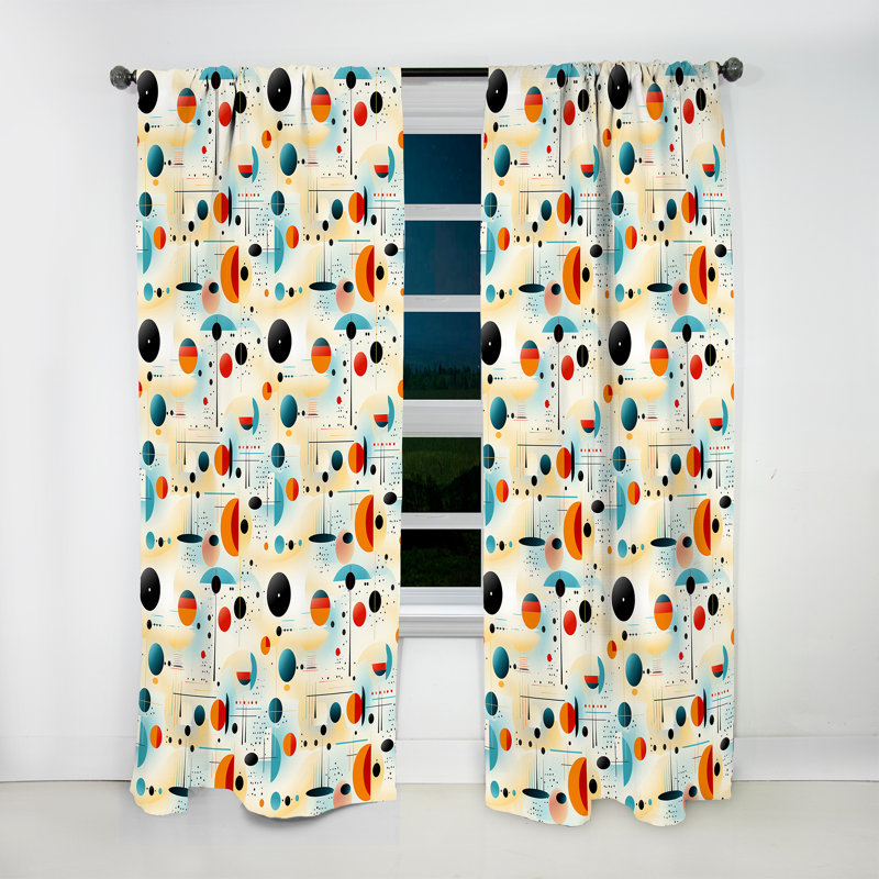 Mcm Abstract Artistry - Rideau en velours Mid-Century - obscurcissant - 1 panneau, L 52 po x L 84 po