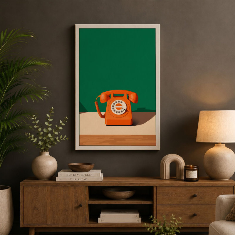 Telephone Call Retro - Wrapped Canvas, 24x16 - 61.0 x 40.6 cm, Cream Border