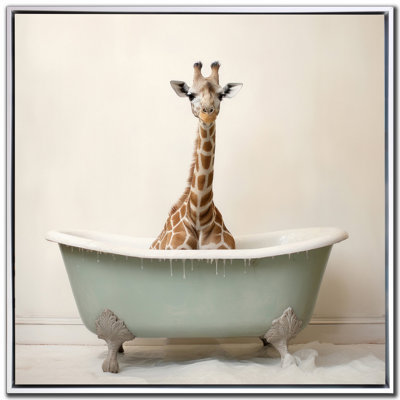 Bathroom Giraffe Joy Canvas Wall Art