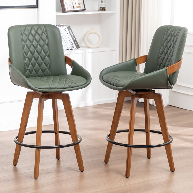 Modern Swivel Bar Stool, Green, Bar Stool (77.1cm Seat Height)