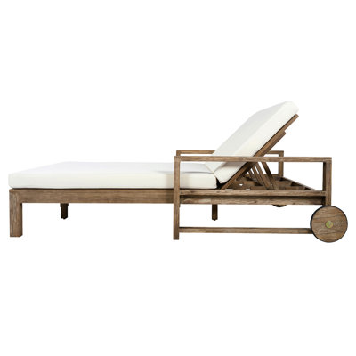 1 lit de bronzage d'extérieur en bois de style campagnard pour une détente ultime avec 2 personnes pour la piscine, le jardin et la cour (beige)