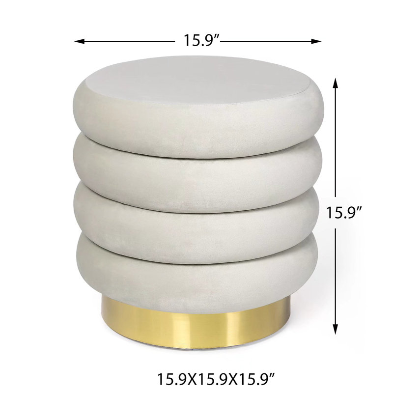 Daronta Velvet Ottoman, Cream 