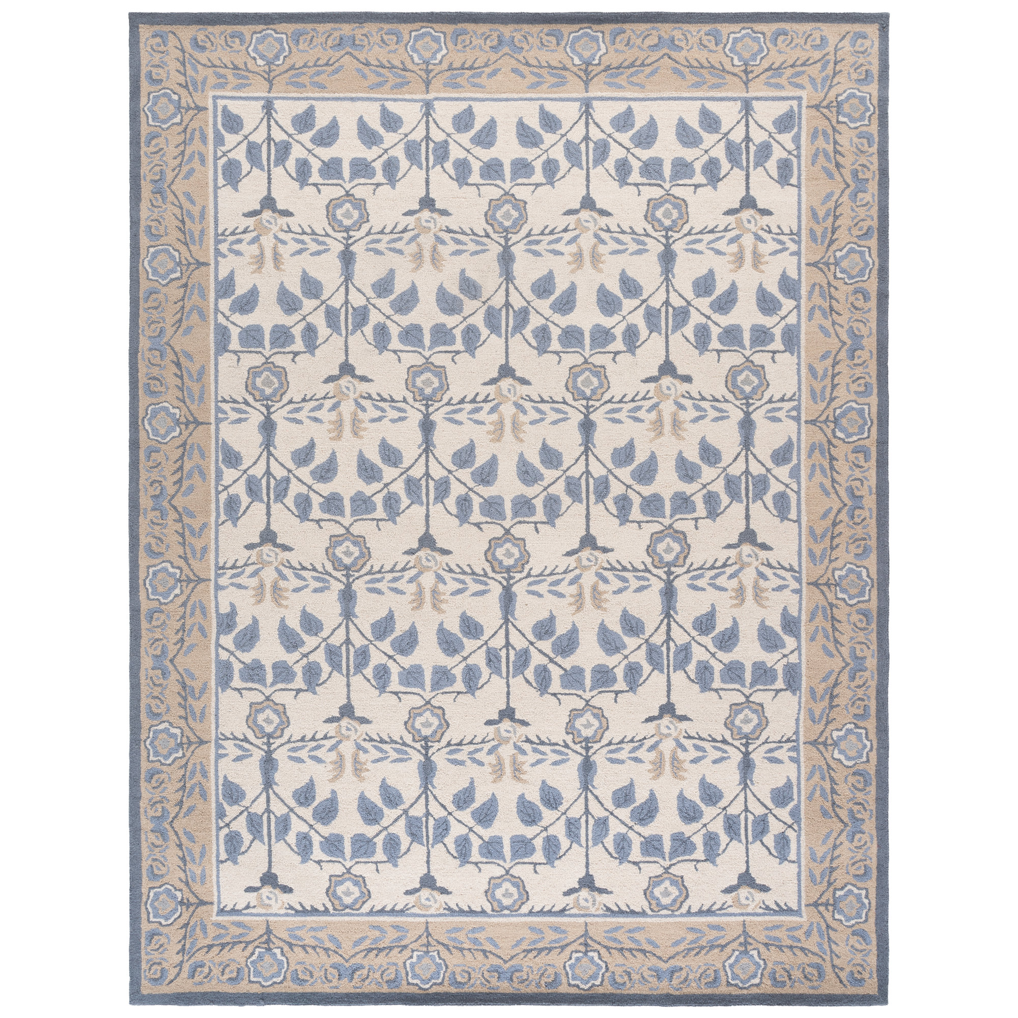 Martha Stewart Hand Tufted Wool, Cotton Floral Outdoor Rug, Rectangle 8' x 10'