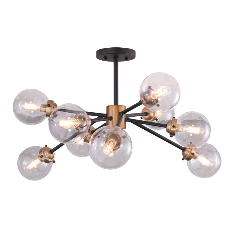 Plafonnier semi-encastré Blevins, Laiton pâle, H 15,5 po x l 32 po x P 32 po