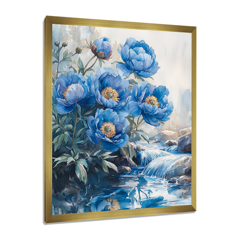 Ingles - Salon d'art mural floral, H 20 po x l 12 po, Reproduction encadrée d'une seule photo, Doré