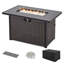 Table brasero à gaz propane Nuu Garden Outdoor 43 pouces (109 cm), 50 000 BTU, plateau en aluminium, structure en fer tressé en rotin en PE, housse imperméable en tissu Oxford, billes de verre, couvercle inclus, couleur brun foncé