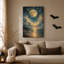 Art mural sur toile Glow Full Moon Over Golden Clouds and Ocean-288297324