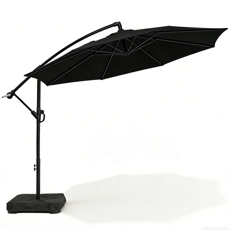 Parasol en porte-à-faux octogonal 10 'avec base lestée, Noir