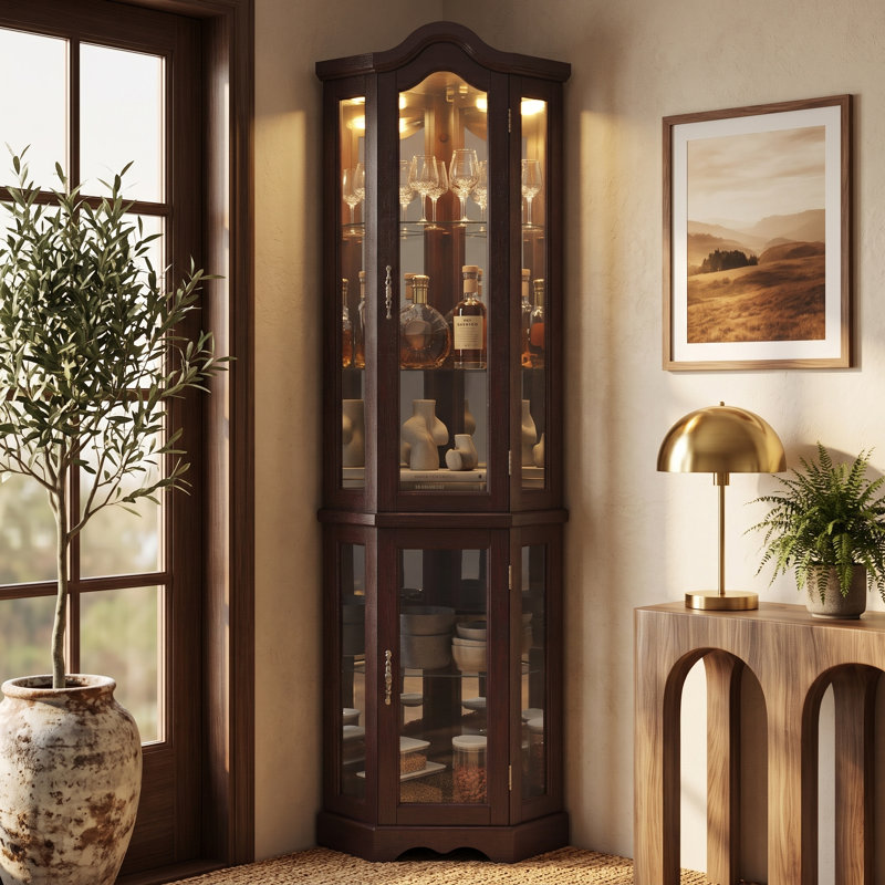 Vitrine de coin lumineuse cerise foncée, Cerise foncée