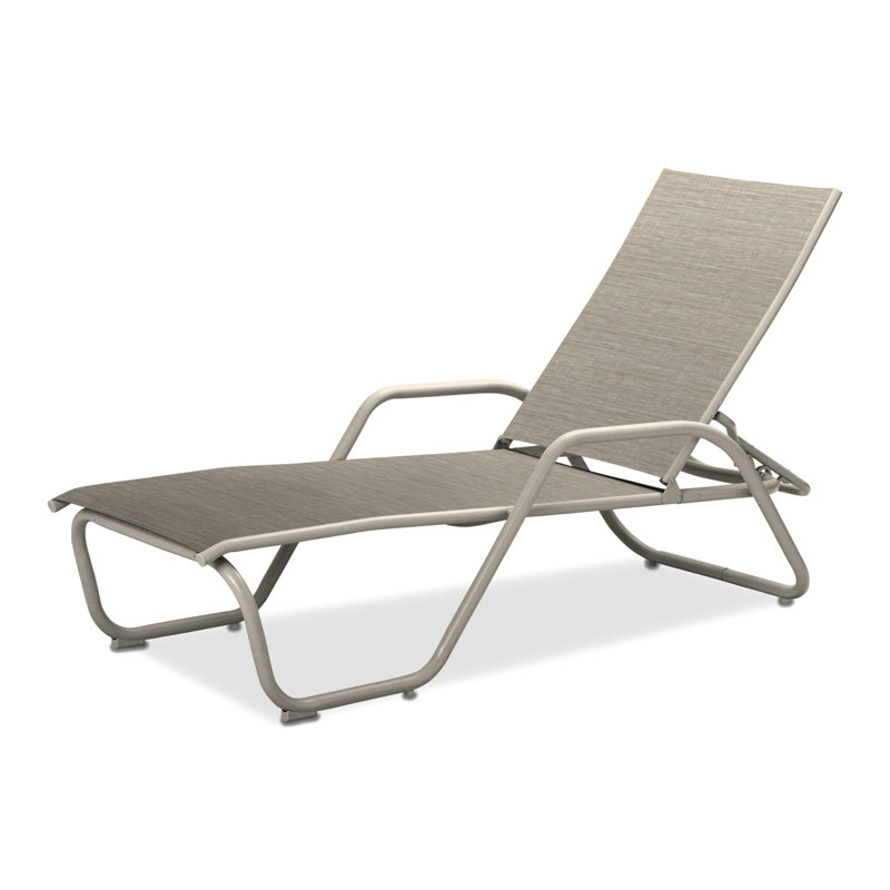 Outdoor Rust-Resistant Metal Chaise Lounge, Bristol Taupe Sunbrella®, Textured Desert